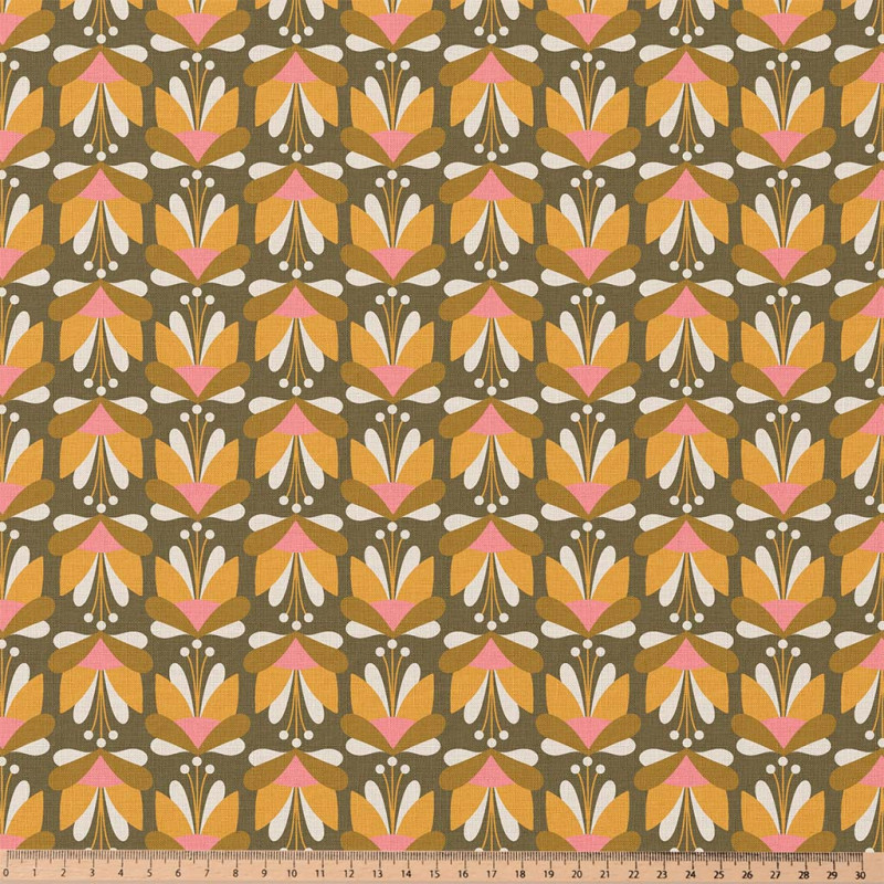 Algodón estampado EMILE Amarillo / Rosa
